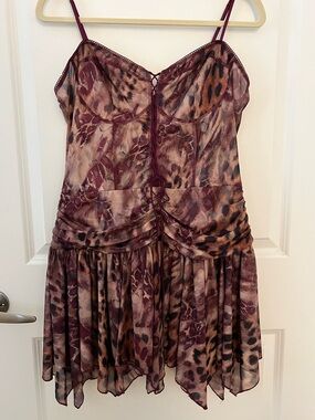Fashion Nova Burgundy Animal-Print Mini Dress